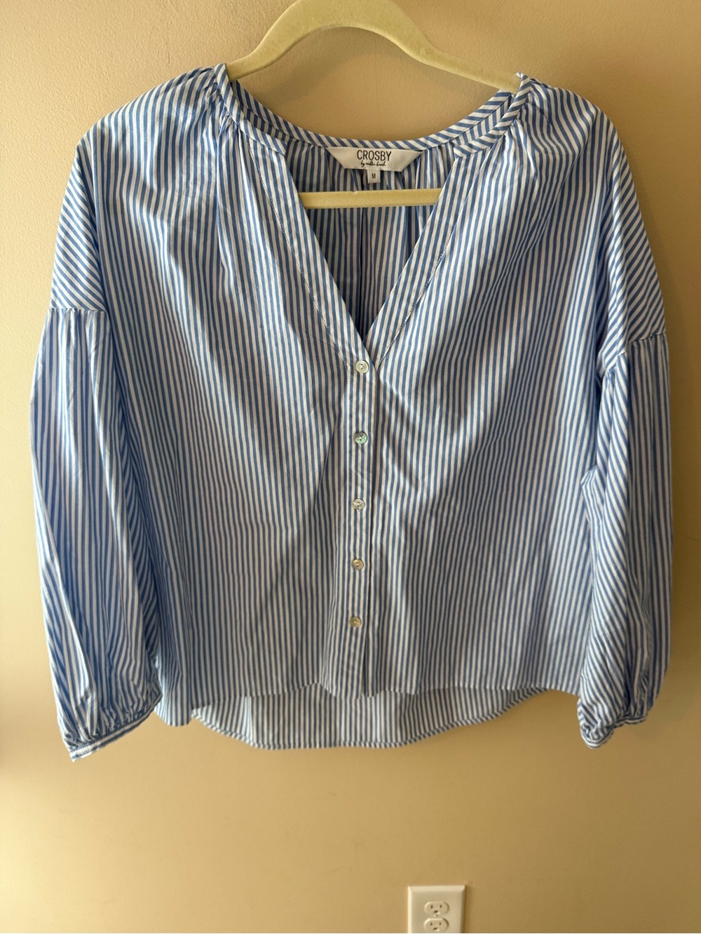 Crosby by Mollie Burch stripe cotton poplin long sleeve button down size  M